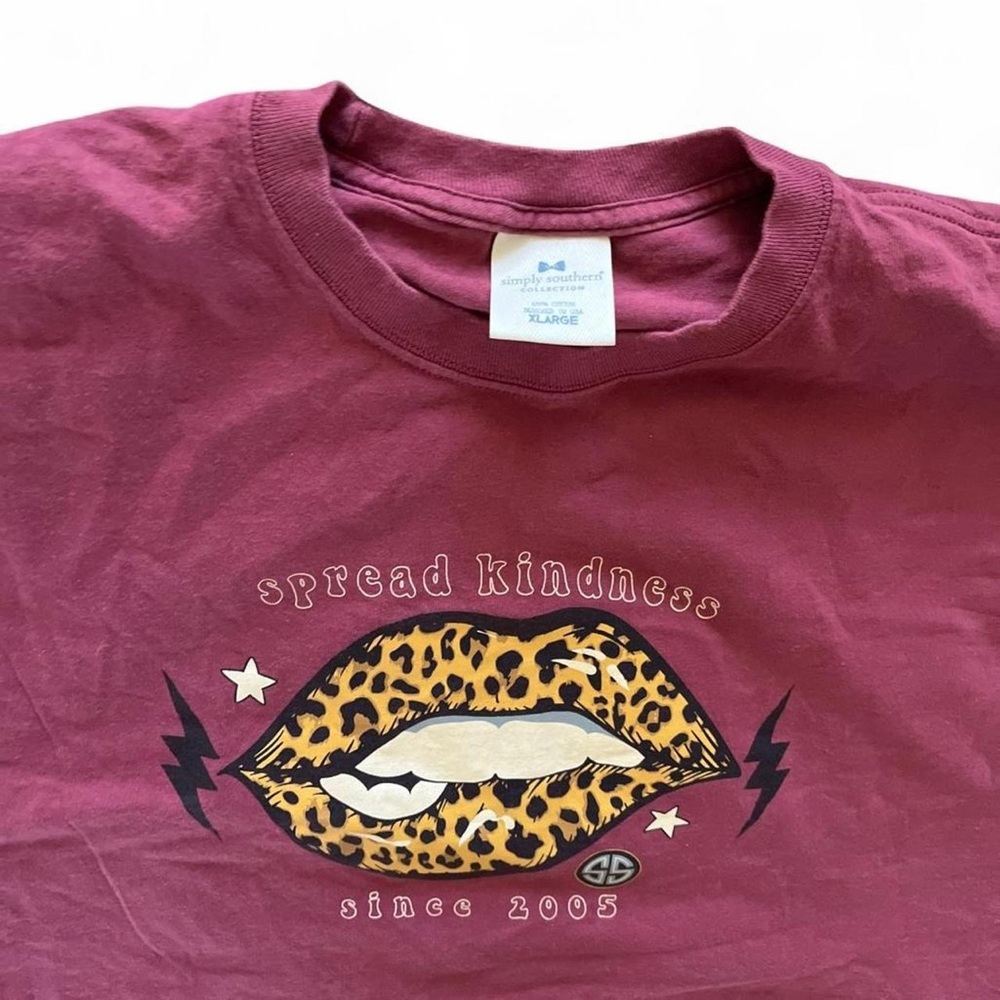 Simply Southern Burgundy Leopard Lips Graphic Long Sleeve Tee